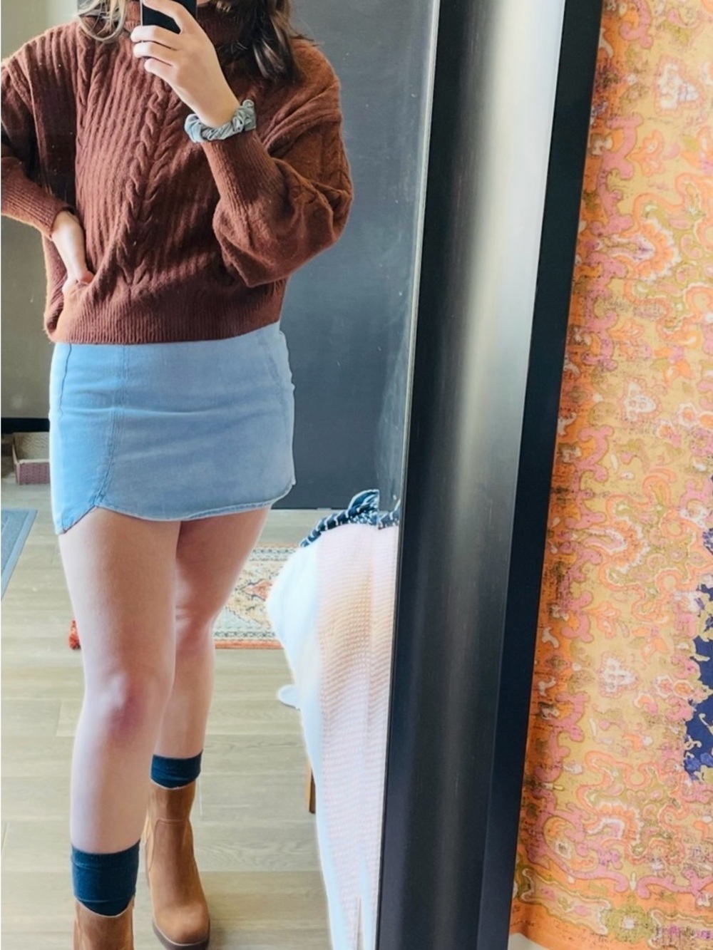 PacSun Light Wash Denim Mini Skirt